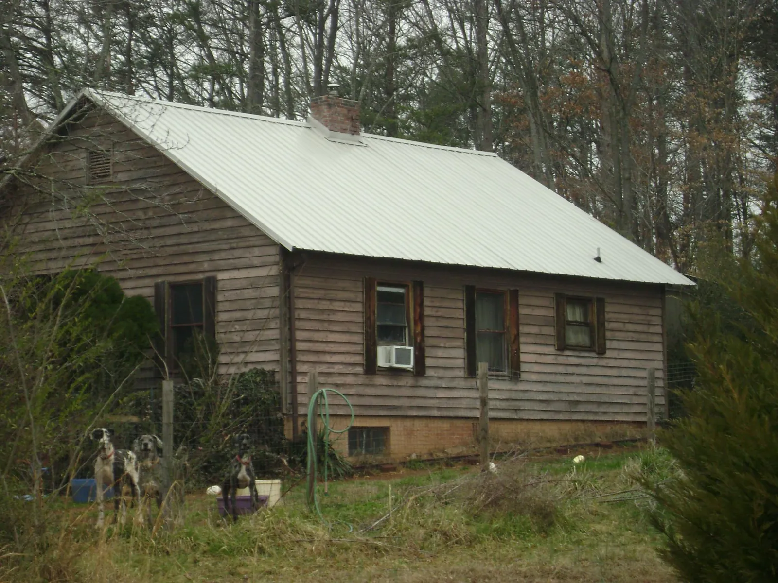 White metal roof on an old wood sided farmhouse, from a Asphalt Shingle Roof Repair job in Cedar City